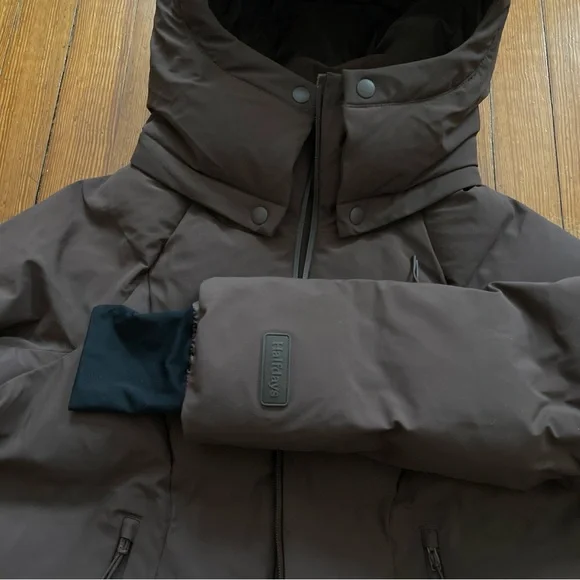 NWOT Halfdays Georgie Puffer Jacket in Spiked Cocoa Brown Espresso Chocolate Ski - Picture 13 of 14